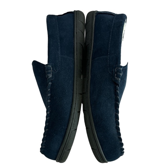 Lands' End Blue Suede Leather Moc Slippers - Men's 11. Worn 1 XMAS morning :) - Picture 3 of 5